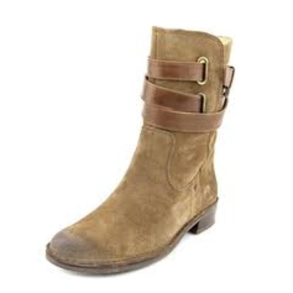 Anthropologie Bussola Sevilla Taupe Leather Suede Chukka Boots Women's EUR 40